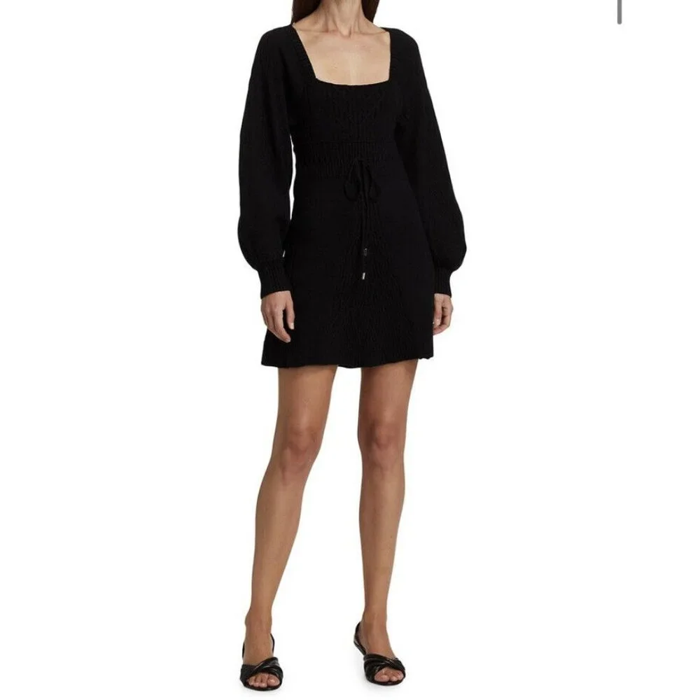 Free People Emmaline Mini Dress Black Knit - Picture 5 of 8